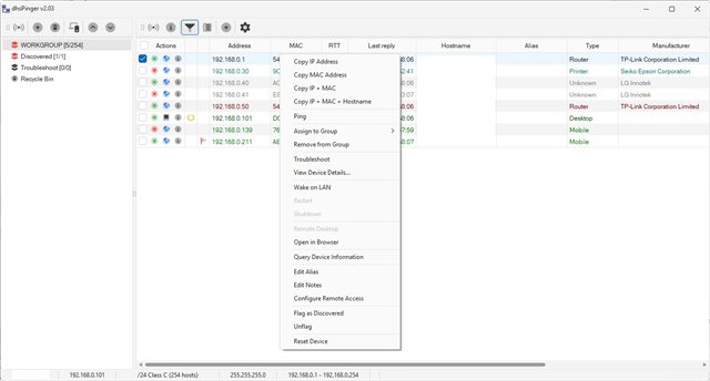 Ações do Dispositivo